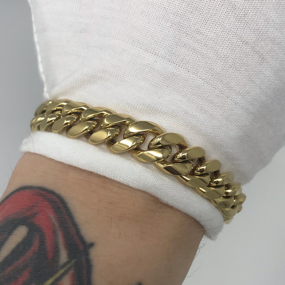 12mm Polished Edge Cuban Link Bracelet